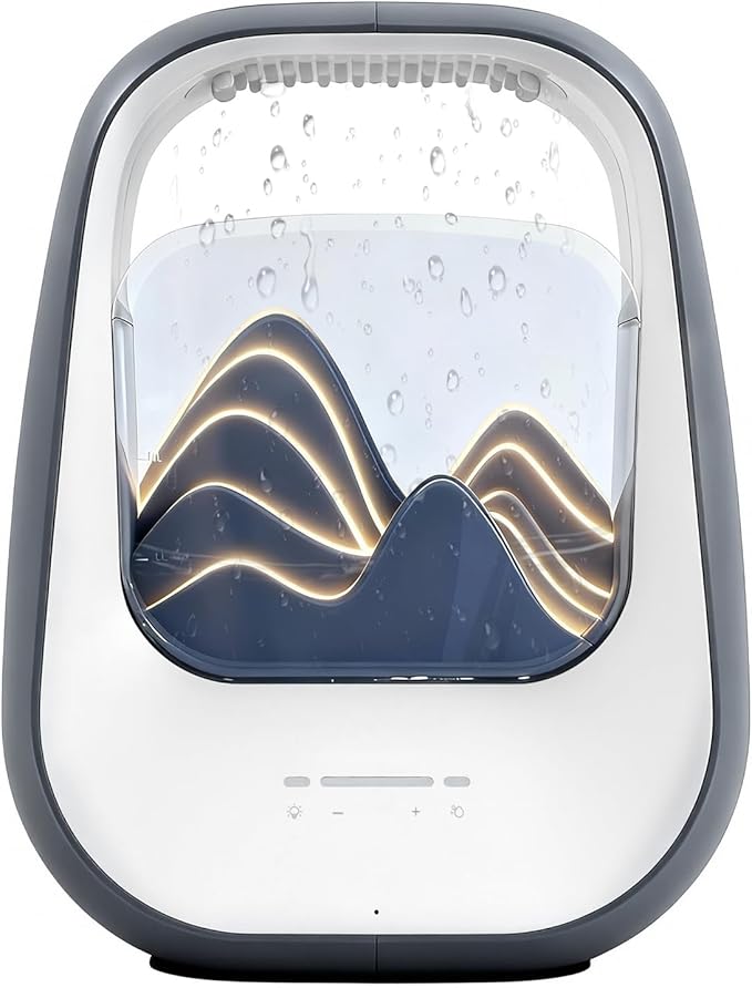 8-in-1 White Noise Sound Machine with Aroma Diffuser, Rain Sound Machine for Sleeping, Stress Relief, Waterfall Sound Machine Night Light Timer for Bedroom Office Home Decor, Gray