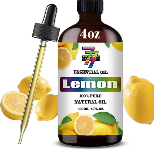 Lemon Essential Oil - GV77ZF Lemon Oils for Diffusers, Humidifiers, DIY Candles, Soap, Cleaning, Home, Office, Yoga, Massage, Gifts - 4 fl oz (120 ml)