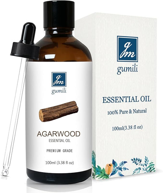 GM Gumili Agarwood Essential Oil 3.38oz/100ml, Pure Qud Oil for Relaxation, Meditation, SPA, Aromatherapy Diffuser