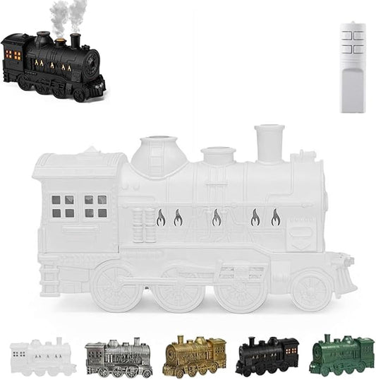 300ml Vintage Steam Train Aromatherapy Essential Oil Diffuser with Dual-Color LED Light, Train Oil Diffuser, 2 Mist Modes, Auto Shut-Off, Ultra-Quiet Humidifier for Home, Office (White,Colorful)