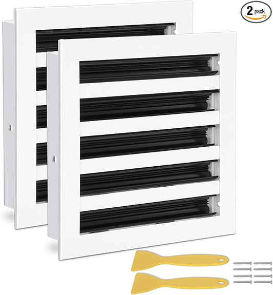 10x10 Modern AC Vent Cover 2Pack, Decorative White Air Vent (Duct Opening Cutout), All Aluminium Standard Linear Slot Diffuser, Low Noise - Register Grille for Ceiling, Walls & Floors