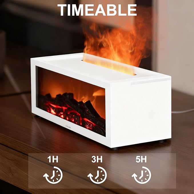 Fireplace Aroma Essential Oil Diffuser, 150ml Ultrasonic Humidifier, Scent Aroma Diffuser with Remote Control & Timer for Home, Bedroom, Office, Yoga