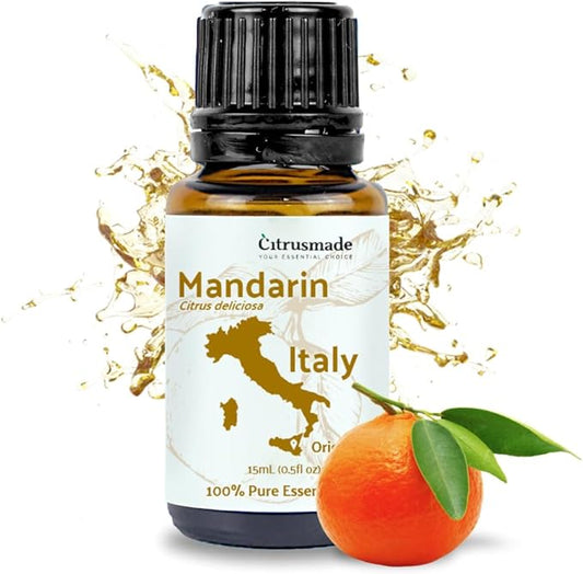 Pure Mandarin Essential Oils - Direct from Citrusmade Italy for Diffusers, Aromatherapy, Home Fragrance & Bath - Natural Aceite de Mandarina for Massage (15ml)