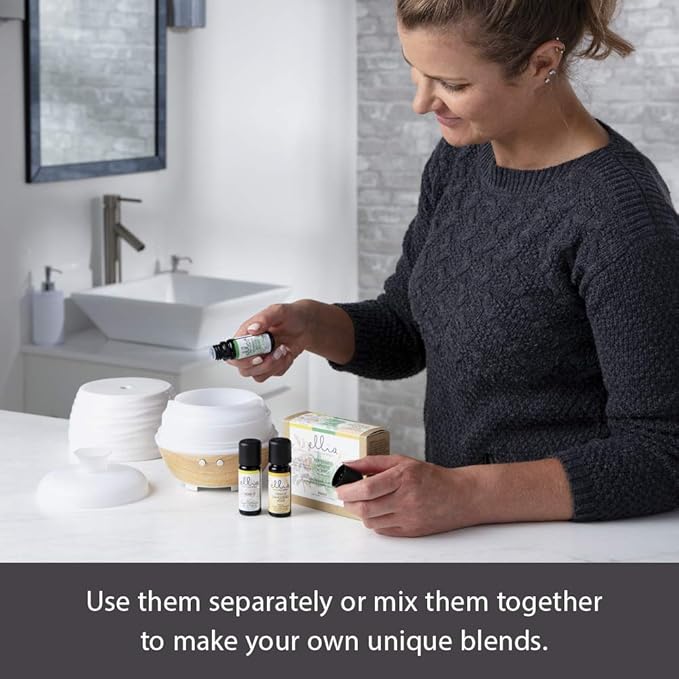 Ellia Essential Oil Set, Breath Deep, with Peppermint, Open Up Blends and Fight It Blends. 3 Pack Essential Oil Kit to Help Ease Breathing. 10ml Each, by Homedics