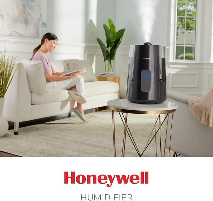 Honeywell Dual Comfort Cool + Warm Mist humidifier. Humidifier for Bedroom, Office, Living Room and Home. Provides Temporary Relief from Dry air discomforts - Black, HWC775B