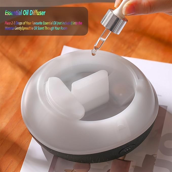 3-in-1 Aromatherapy Diffuser & Humidifier, 250ML Ultrasonic Aroma Essential Oil Diffuser with 7-Color Flame Night Light, Auto Shut-Off, 6-8H Runtime for Bedroom Yoga Office Home