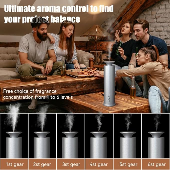 Waterless Diffuser Machine Scent Air Machine Covers 1800 Sq Ft for Home Diffusers Essential Oil Diffusers Studio Scent Diffuser Large Room Fragrance App Remote Control Capacity 3.5 Oz Secret Silver