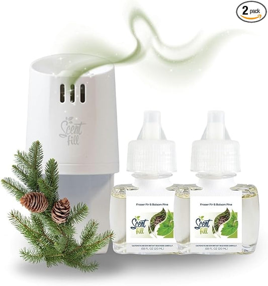 Scent Fill Fraser Fir & Balsam Pine Plug in Air Freshener, Scented Oil Refills, 2 Refills + Diffuser