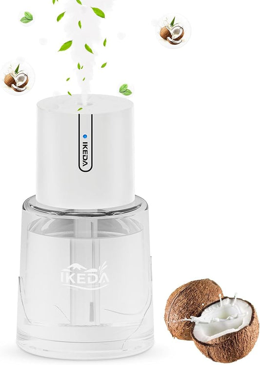 Ikeda Car Diffusers for Essential Oils,100ml Glass Car Essential Oil Diffuser, Smart Car Air Freshener Diffuser with 3 Adjustable Modes, Auto On/Off & 300mAH Battery Operated Car Aroma Diffuser, White