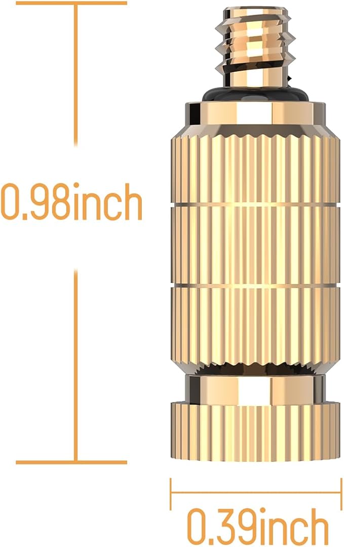 Brass Anti-drip Fogging Spray Head Outdoor Cooling System, 0.012" Orifice (0.3mm) 10/24 UNC Thread Misting Nozzle, 20 Pcs