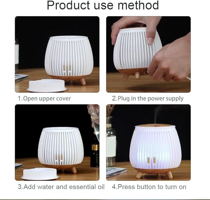 Humidifier and Essential Oil Diffuser with LED Mood Lighting, Low Noise, Auto Shut-Off, Compact USB Powered Aroma Air Freshener(White)