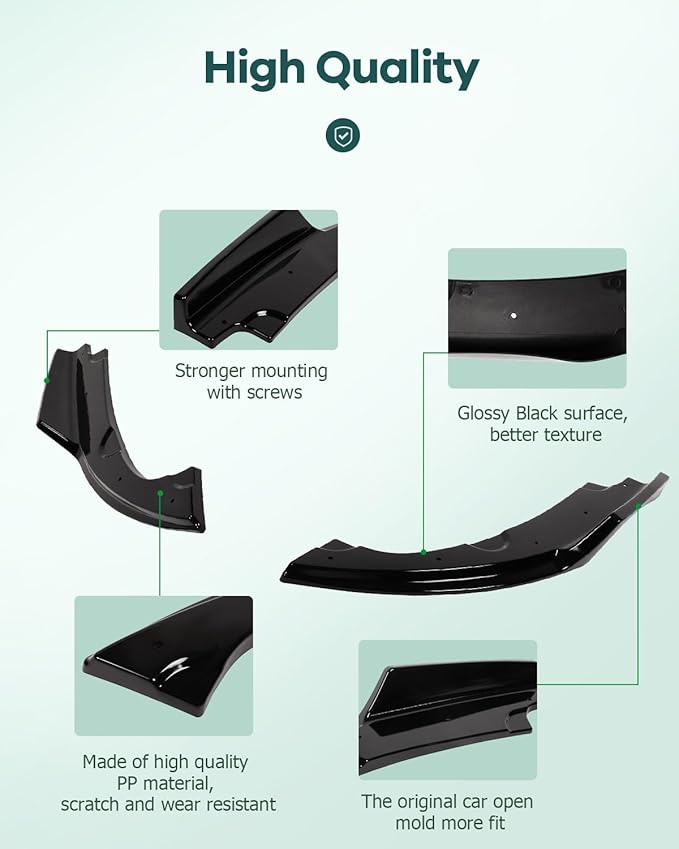 SCITOO Rear Side Lip Spoiler, PP Both Sides Rear Diffuser 2pcs Chin Spoilers Bumper Splitter Air Dams Fit for Honda Civic Sedan 2016 2017 2018 Rear Lower Lip Guard