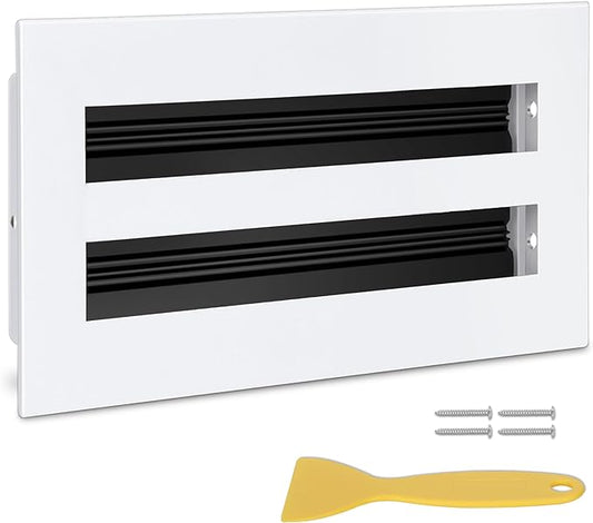 8x4 Modern AC Vent Cover (Duct Opening Cutout), Decorative White Air Vent, All Aluminium Standard Linear Slot Diffuser, Low Noise - Register Grille for Ceiling, Walls & Floors