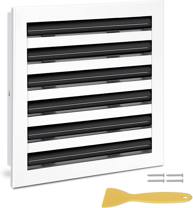 12x12 Modern AC Vent Cover (Duct Opening Cutout), Decorative White Air Vent, All Aluminium Standard Linear Slot Diffuser, Low Noise - Register Grille for Ceiling, Walls & Floors