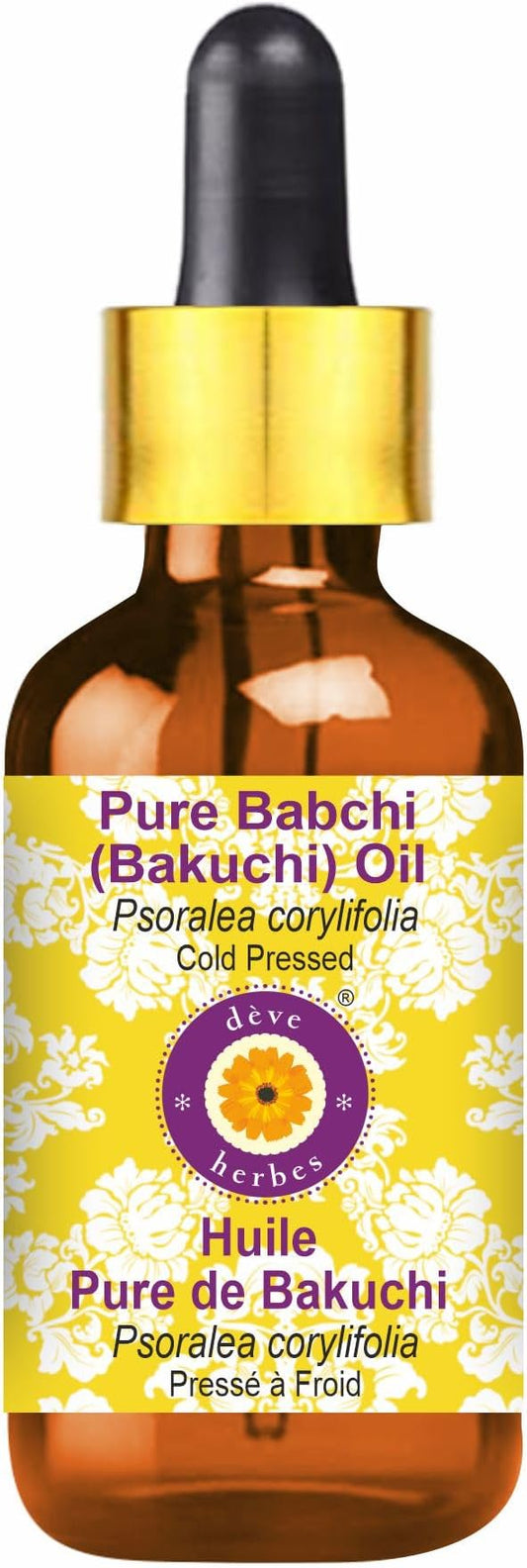 dève herbes Babchi (Bakuchi) Oil (Psoralea corylifolia) with Glass Dropper | Cold Pressed | Pure | for Diluting Essential Oils | Skin & Massage | Non-Sticky | Lightweight | Unisex | 100ml (3.38 oz)