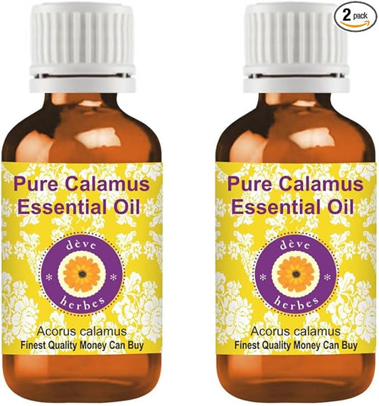 dève herbes Calamus Essential Oil (Acorus Calamus) Pure | Non-Sticky | Non-Greasy | Lightweight | Men & Women | All Skin Types | Steam Distilled 15ml X 2 (1 oz)