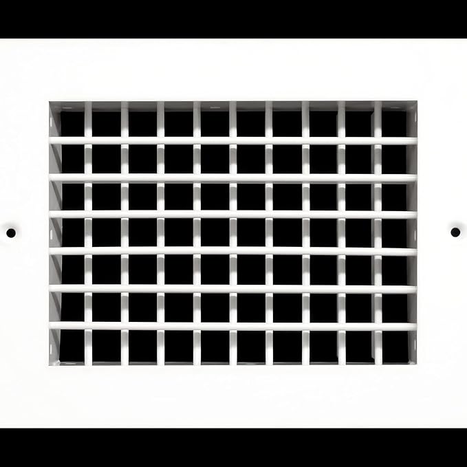12"w X 10"h Aluminum Double Deflection Adjustable Air Supply HVAC Diffuser - Full Control Vertical/Horizontal Airflow Direction - Vent Duct Cover [Outer Dimensions: 13.6"w X 11.6"h]