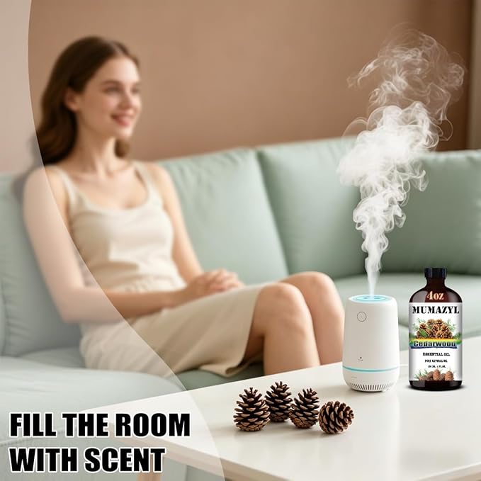 Cedarwood Essential Oil, Cedarwood Oil 4 Fl Oz 120ML for Diffuser Humidifier Yoga Cleaning DIY Candle Soap Making MUMAZYL Essential Oils