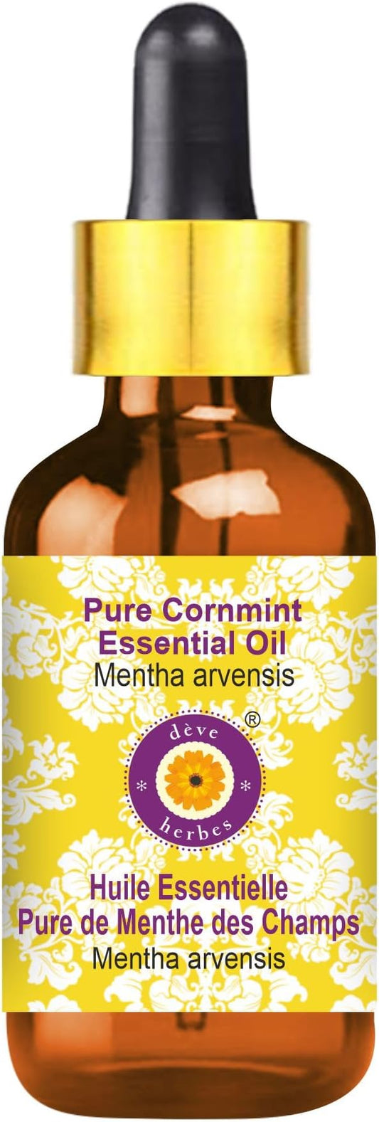 dève herbes Pure Cornmint Essential Oil (Mentha arvensis) with Glass Dropper Steam Distilled 100ml (3.38 oz)