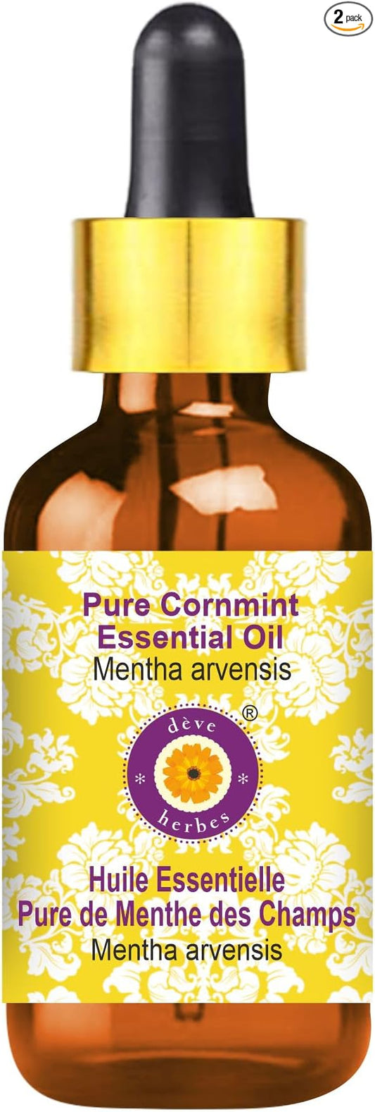 Deve Herbes Pure Cornmint Essential Oil (Mentha arvensis) with Glass Dropper Steam Distilled 5ml (0.16 oz)