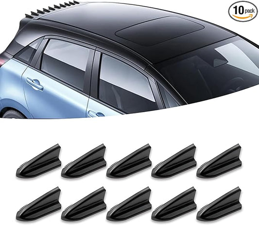 UGSHY 10 PCS Air Vortex Generator Diffuser, Self-Adhesive Diffuser Shark Fin Kit, 2 Inch Spoiler Roof Wing Pointed Set, Shark Fin Decoration Parts Universal Auto accessoriers for Cars (Black)