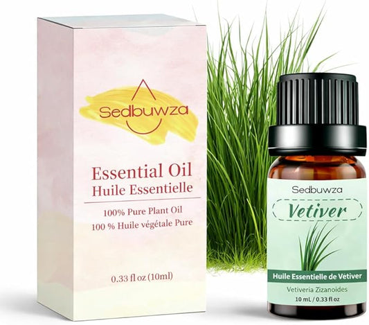 Sedbuwza Vetiver Essential Oil, Pure Organic Vetiver Fragrance Oil for Diffuser, Humidifier, Soap, Candle, Perfume