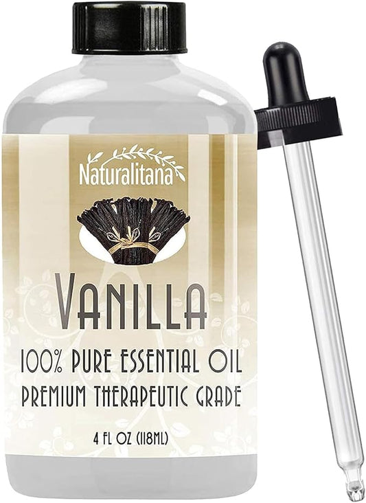 Naturalitana 4oz Vanilla Essential Oil for Diffuser, Soap, Vanilla Bath Bombs, Essential Oil Candle Making & Aromatherapy