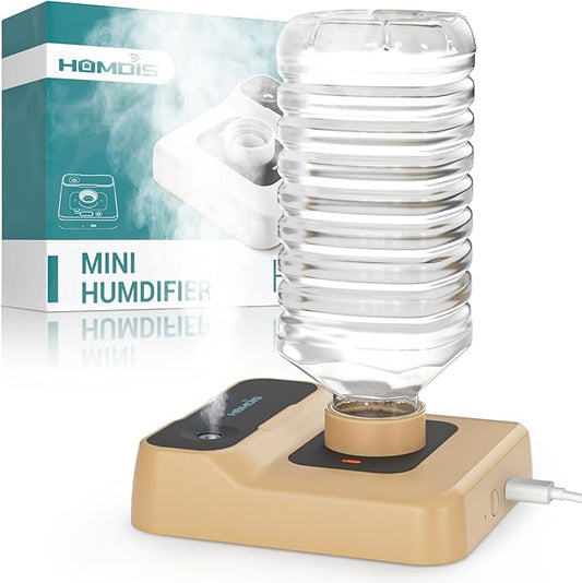 Portable Humidifiers for Travel, Small Mini Humidifier with Auto Shut-Off, Nightlight and Storage Bag for Hotel, Bedroom or Office, Plant Humidifier Indoor, Khaki