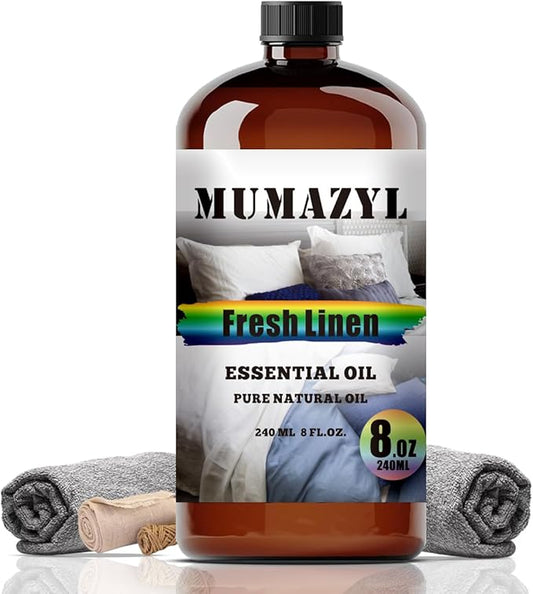 Fresh Linen Essential Oil, Fresh Linen Oil 8 Fl Oz 240ML for Diffuser Humidifier Yoga Cleaning DIY Candle Soap Making MUMAZYL Essential Oils