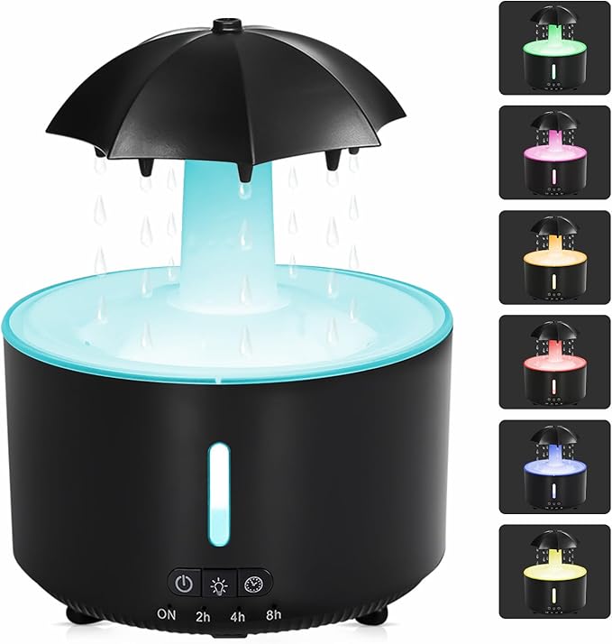 Missfly 300ml Cloud Shape Cool Mist Humidifier Diffuser, 360° Rotatable, Quiet Auto Safety Shutoff, Easy Refill Home Bedroom Office (Black)
