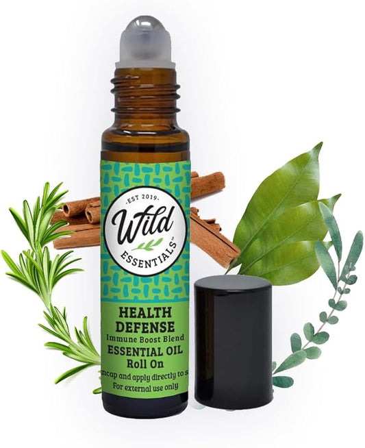 mEssentials Health Defense 10ml Roll On, Immune Booster, Organic Jojoba Oil, Made with 100% Pure Essential Oils, Ready to Use