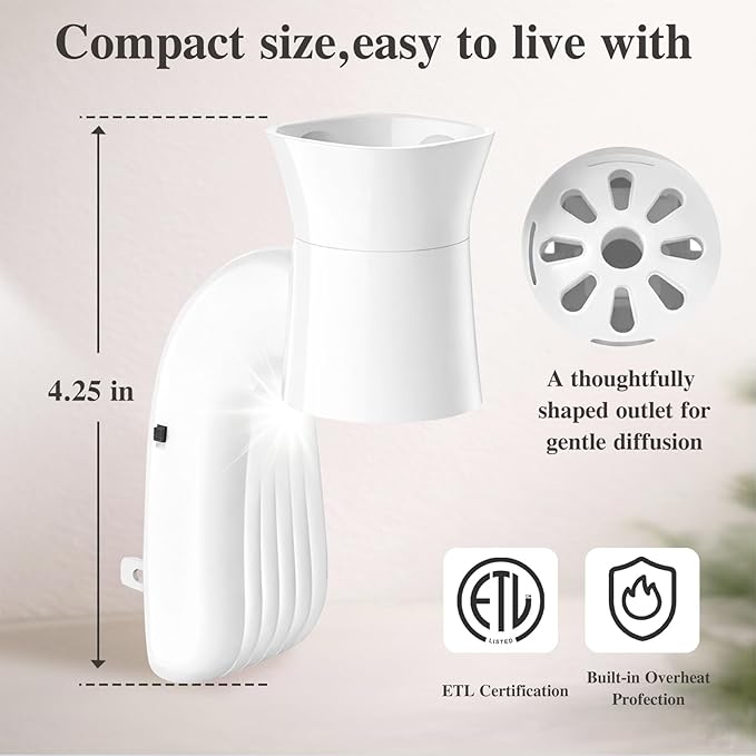 2 Pack Wall Fragrance Plug in with Night Light Compatible with Bath & Body Works Wallflowers, Plug in Aromatherapy Diffuser for Bedroom, Home Fragrance, Relaxing Atmosphere - White