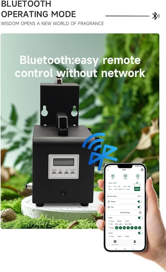 Commercial Hotel Aroma Diffuser Machine 500ml Capacity HVAC/AC System Aroma Oil Diffuser Central Installation Perfume Diffuser Machine Bluetooth Control for 5000-10000sq.ft Coverage Air Scenting