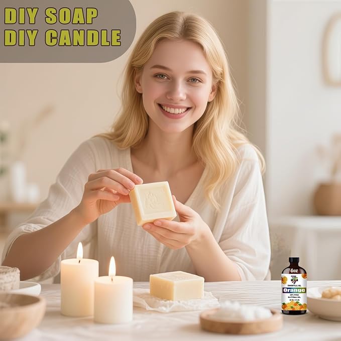 Sweet Orange Essential Oil - GV77ZF Sweet Orange Oils for Diffusers, Humidifiers, DIY Candles, Soap, Cleaning, Home, Office, Yoga, Massage, Gifts - 4 fl oz (120 ml)