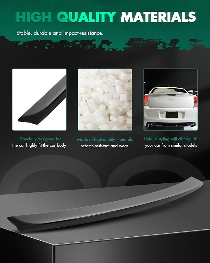 SCITOO 1PC Spoiler Wing 2011-2023 for Chrysler 300 Accessories Glossy Black Rear Trunk Spoiler Wing Punch-Free Installation for Most Cars