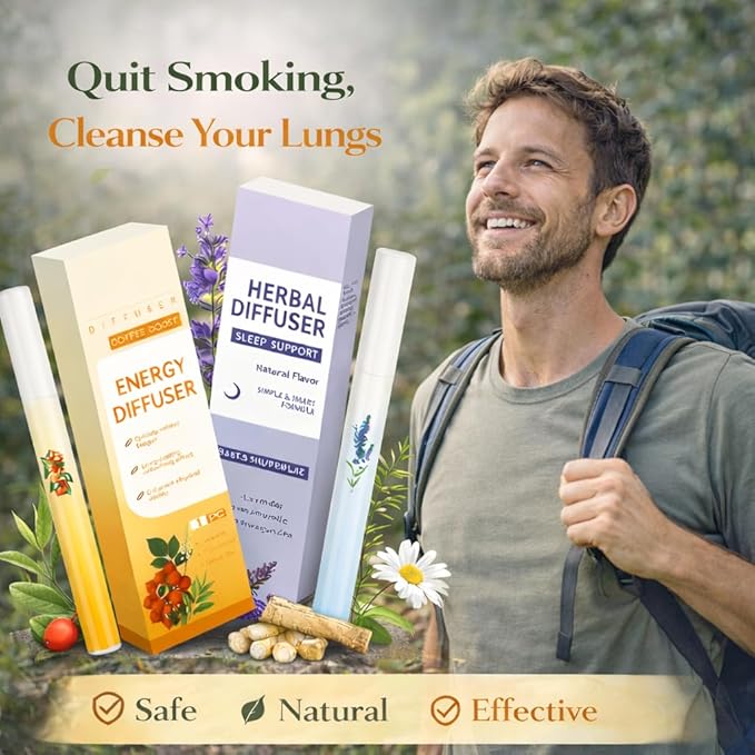 Mullein Herbal Diffuser Pen – 2 Sticks Smokeless Inhaler for Quitting Smoking, Lung Cleansing with Mint – Flavored Air Freshener