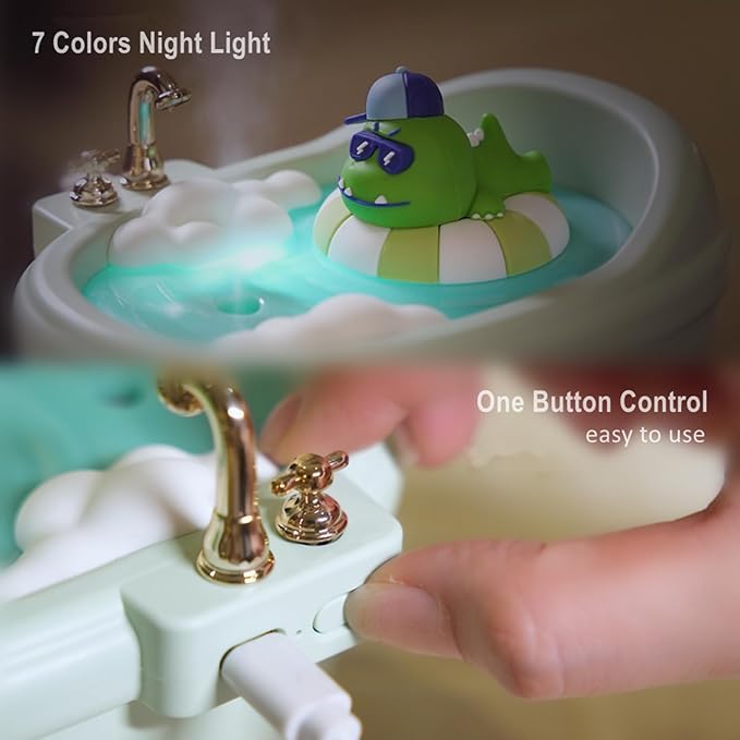 Cute Humidifier for Bedroom,Top Fill 0.34L Desk Mini Humidifier Aroma Diffuser,Cool Mist,20db Quiet,Easy Clean,Colorful Light, Auto Shut off,Small Humidifier for Baby Room,Plants,Home,Office (Green)