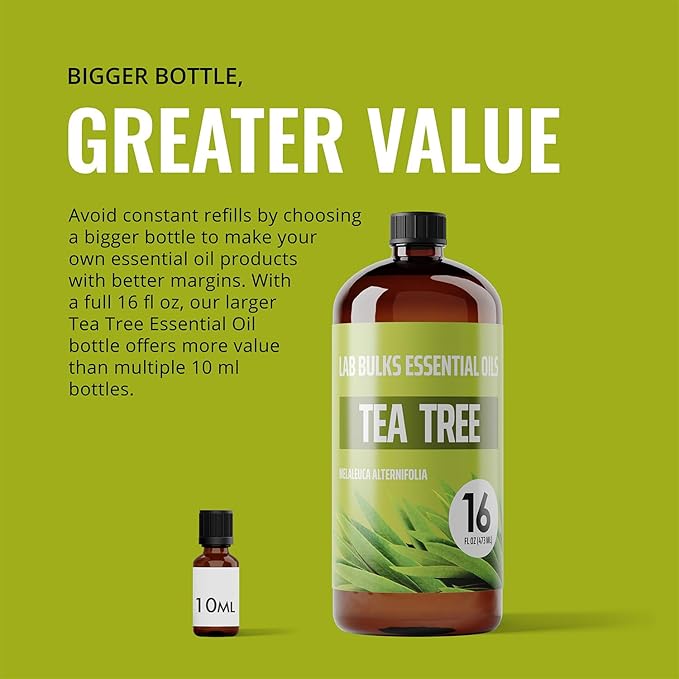 Lab Bulks Essential Oil Tea Tree Essential Oil 16 Ounce (2 Pack) – Aromatherapy Tea Tree Oil Bulk for Diffuser, Soap Making, Home, Candles