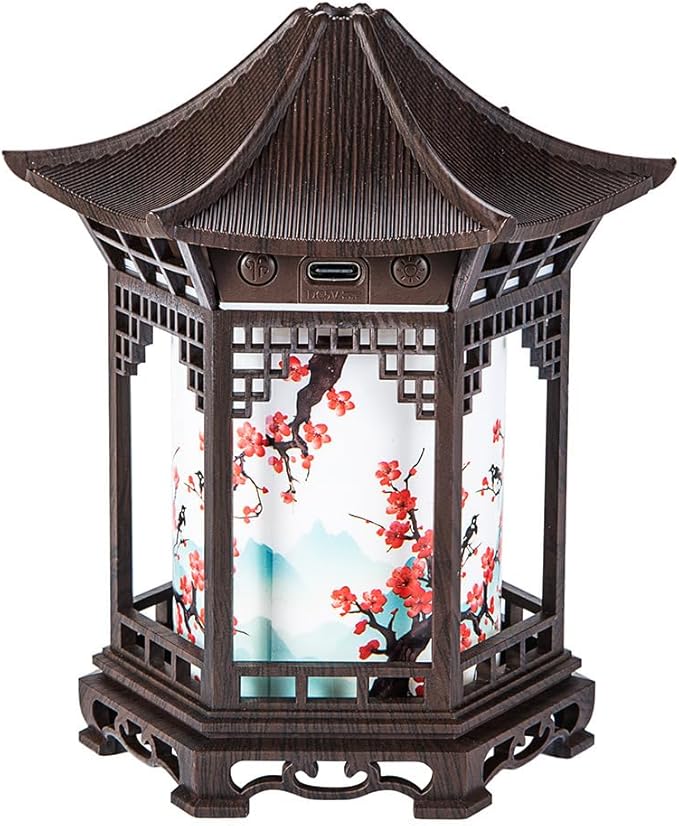 Zen Pavilion Lantern Essential Oil Diffuser & Night Light, 160ml Aroma Diffuser Dual Mist Modes, Zen Style Humidifier for Yoga, Meditation, Spa, Warm & White Light (A(2PCS))