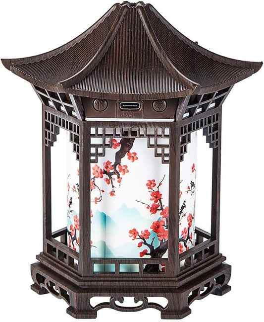 Zen Pavilion Lantern Essential Oil Diffuser & Night Light, 160ml Aroma Diffuser Dual Mist Modes, Zen Style Humidifier for Yoga, Meditation, Spa, Warm & White Light (A(2PCS))