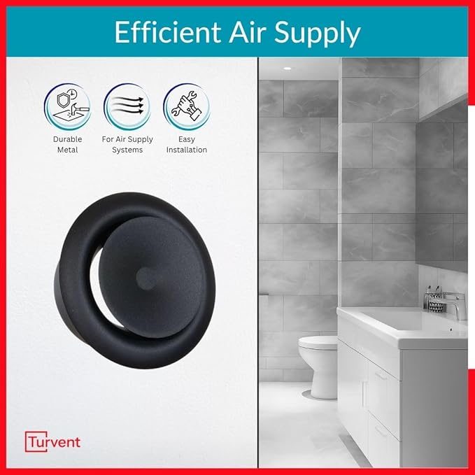 4 inch Black/Anthracite Metal Diffuser - Adjustable Vent for Wall - Ceiling Duct Cover - Supply Air Valve - Round Ventilation Covers for Bathroom Kitchen Garage