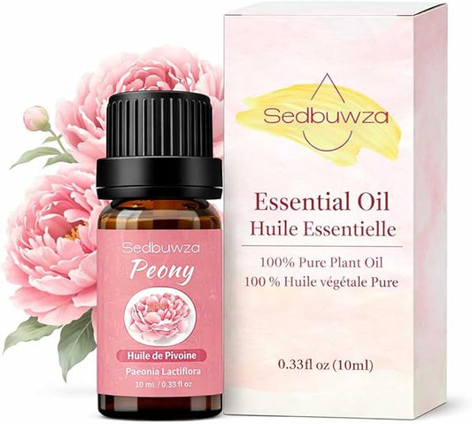 Sedbuwza Peony Essential Oil, Pure Organic Peony Fragrance Oil for Diffuser, Humidifier, Soap, Candle, Perfume