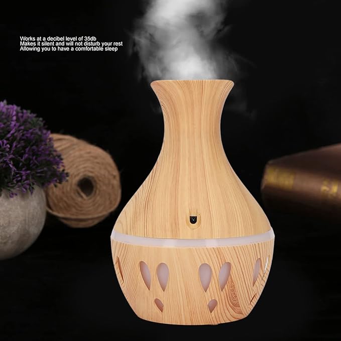 Jeanoko 300ml Essential Oil Diffuser, Wood Grain Aromatherapy Diffuser 7 Colors LED Low Noise Mist Humidifier USB Powered for Home Bedroom Study Room Office Car