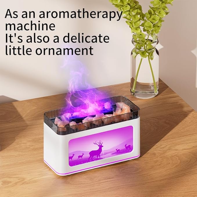 Essential Oils Diffuser, 200ml Ultrasonic Aroma Diffusers with Cool Mist, Salt Lamp Aromatherapy Diffuser with Auto-Off Protection for Home, Office, Bedroom (White - Deer)