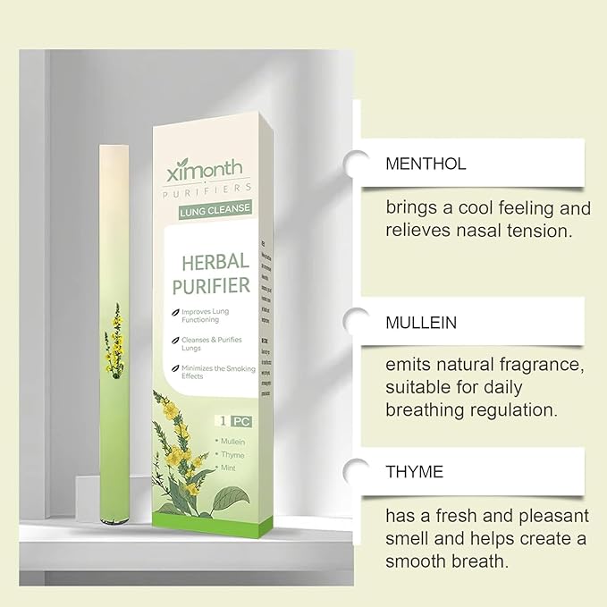 Herbal Diffuser Pen, Herbal Pure Breath Botanicals, Mullein and Mint Pen for Daily Freshness & Relaxing Aroma