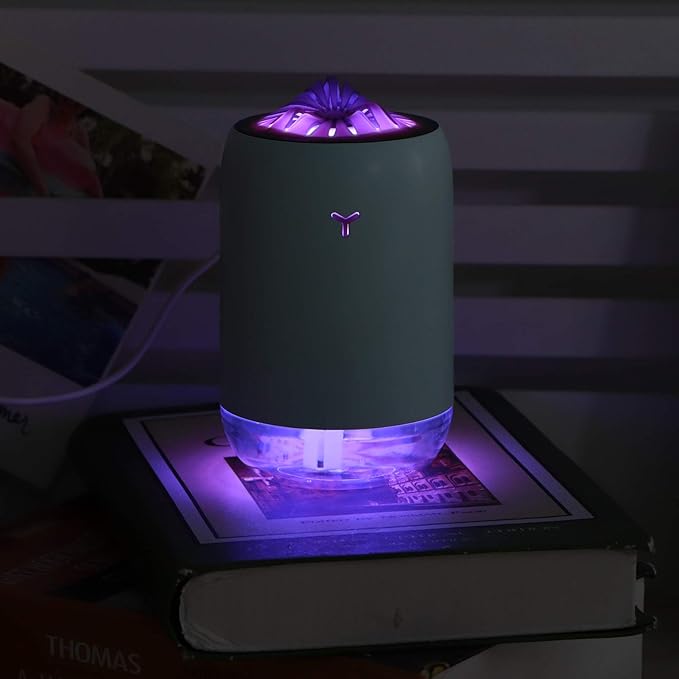 260ml USB Desktop Humidifier, Mini Air Diffuser with Night Light, Quiet Mist Humidifier for Home Office, One - Button Dual Mist Mode, Leak - Proof Design (Blue)