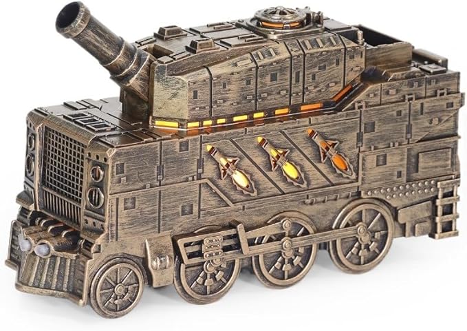Essential Oil Diffuser, Tank Diffuser 300ML Essential Oil Diffuser, Flame Effect Cool Mist Humidifier, 2 Spray Modes, Retro Train-Shaped Aroma Diffuser for Home,Bedroom,Office,Yoga(Bronze)