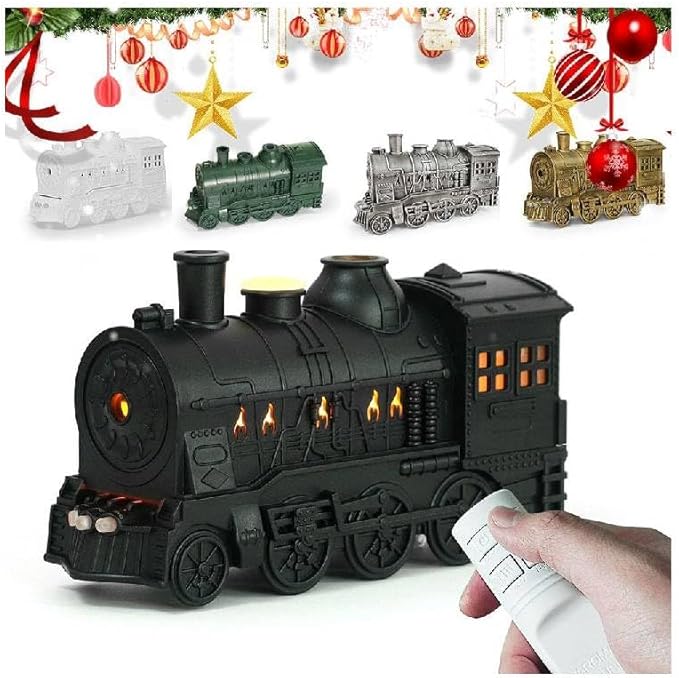 Train Diffuser,300ML Large Capacity Train Humidifier with Dual Cool Mist Outlets,Christmas T-rain Essential Oil Diffuser,Vintage Steam TrainDiffuser with Essential Oils 2 Lighting Modes,for Bedroom