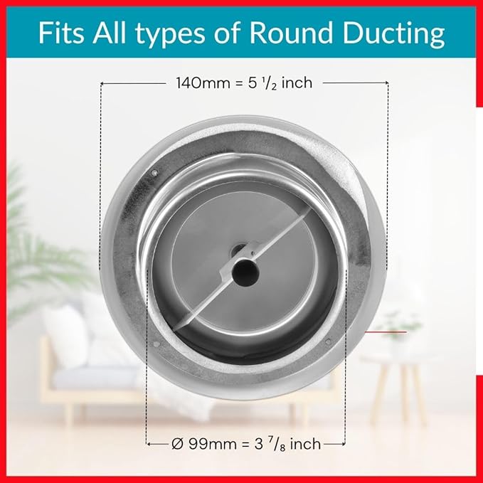 4 inch White Metal Diffuser - Adjustable Vent for Wall - Ceiling Duct Cover - Exhaust Air Valve - Round Ventilation Covers for Bathroom Kitchen Garage