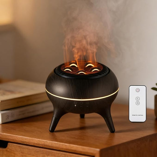Essential Oil Diffuser 350ml, Essential Oils Large Room, Ultrasonic Aroma Diffuser with Remote Control,Timer, 7Colors Light Humidifier for Bedroom Home Office Hotel(Brown)